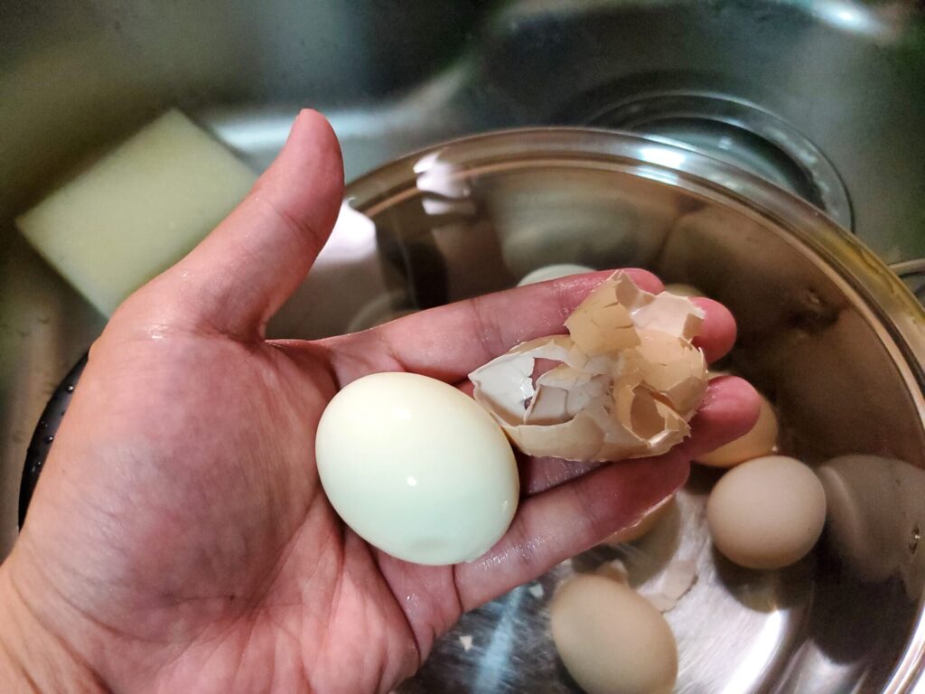 煮卵　殻の向き方２